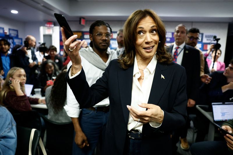 &copy; Reuters. Vice-presidente dos EUA e candidata democrata à Presidência, Kamala Harris n05/11/2024nREUTERS/Evelyn Hockstein