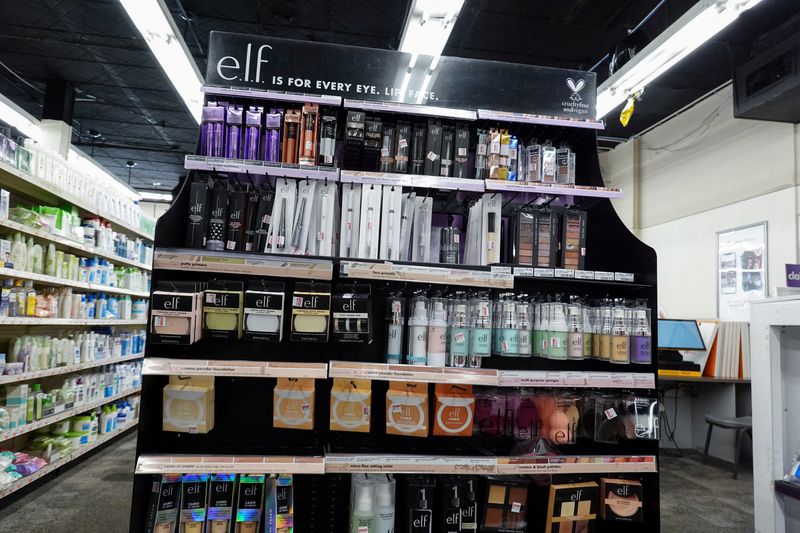 &copy; Reuters. FILE PHOTO: E.L.F. cosmetic products are seen for sale in a store in Manhattan, New York City, U.S., June 29, 2022. REUTERS/Andrew Kelly/File Photo