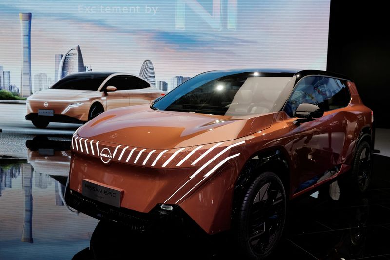 © Reuters. FILE PHOTO: Nissan's Epic Concept electric vehicle is displayed at the Beijing International Automotive Exhibition, or Auto China 2024, in Beijing, China, April 25, 2024. REUTERS/Tingshu Wang