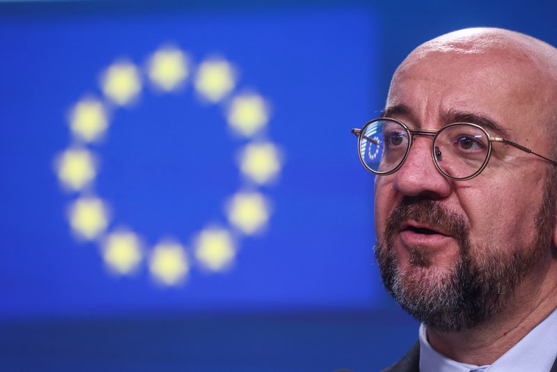 &copy; Reuters. Il presidente del Consiglio europeo Charles Michel partecipa a una conferenza stampa a Bruxelles, Belgio, il 17 ottobre 2024. REUTERS/Johanna Geron