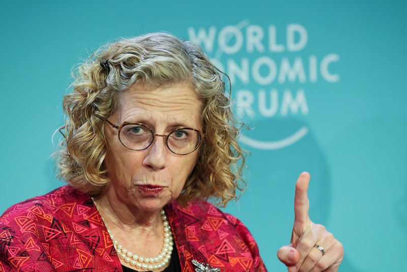 © Reuters. Inger Andersen, Executive director of the United Nations Environment Programme speaks at the 54th annual meeting of the World Economic Forum, in Davos, Switzerland, January 18, 2024. REUTERS/Denis Balibouse/File Photo