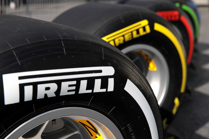 &copy; Reuters. FILE PHOTO: Formula One F1 - Azerbaijan Grand Prix - Baku City Circuit, Baku, Azerbaijan - April 27, 2019   General view of Pirelli tyres   REUTERS/Maxim Shemetov/File Photo