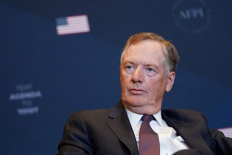 &copy; Reuters. FILE PHOTO: Former U.S. Trade Representative Robert Lighthizer listens during a panel at the America First Policy Institute's America First Agenda Summit in Washington, U.S., July 26, 2022. REUTERS/Sarah Silbiger/File Photo