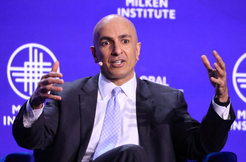 © Reuters. FILE PHOTO: Neel Kashkari, President and CEO, Federal Reserve Bank of Minneapolis, speaks at the Milken Conference 2024 Global Conference Sessions at The Beverly Hilton in Beverly Hills, California, U.S., May 7, 2024.  REUTERS/David Swanson/File Photo