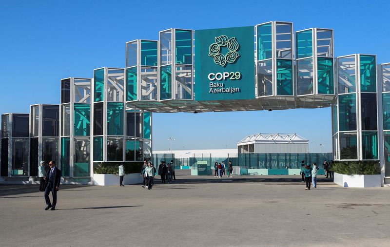 &copy; Reuters. FILE PHOTO: A view shows the venue of the United Nations climate change conference, known as COP29, during a media tour ahead of the summit beginning in Baku, Azerbaijan November 8, 2024. REUTERS/Aziz Karimov/File Photo