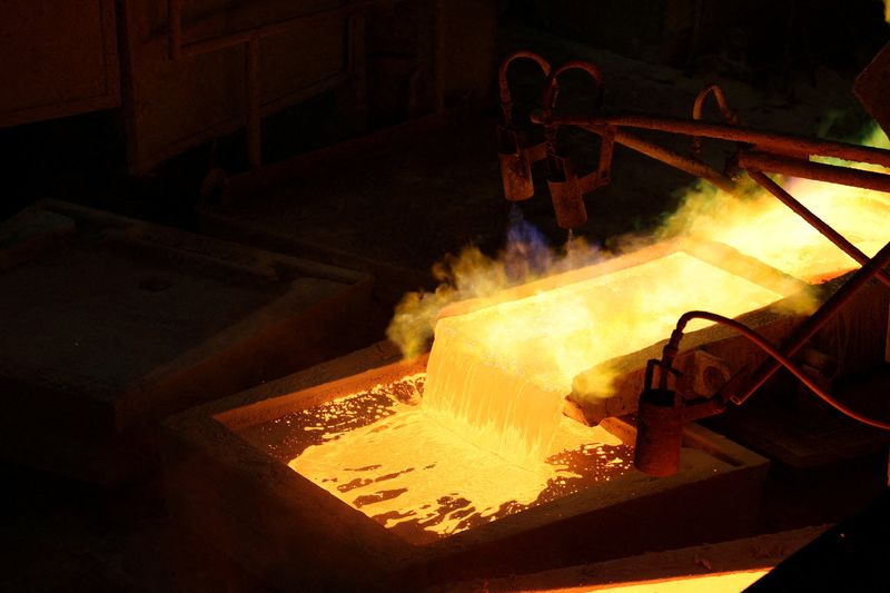 &copy; Reuters. FILE PHOTO: A general view of molten copper at Anglo American's smelter in Chagres, Chile, obtained by Reuters on April 26, 2024. Anglo American/Handout via REUTERS/File Photo