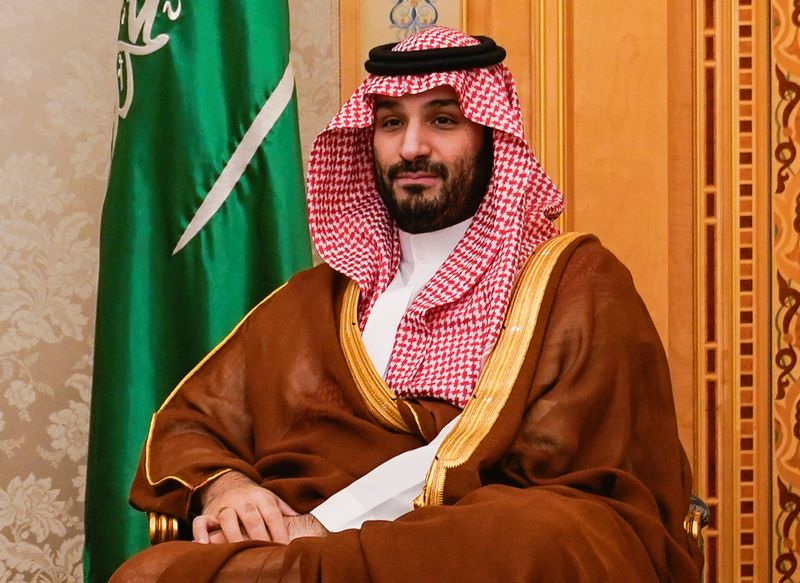 &copy; Reuters. FILE PHOTO: Saudi Crown Prince Mohammed bin Salman looks on as he meets U.S. Secretary of State Antony Blinken, in Riyadh, Saudi Arabia, October 23, 2024. REUTERS/Nathan Howard/Pool/File Photo