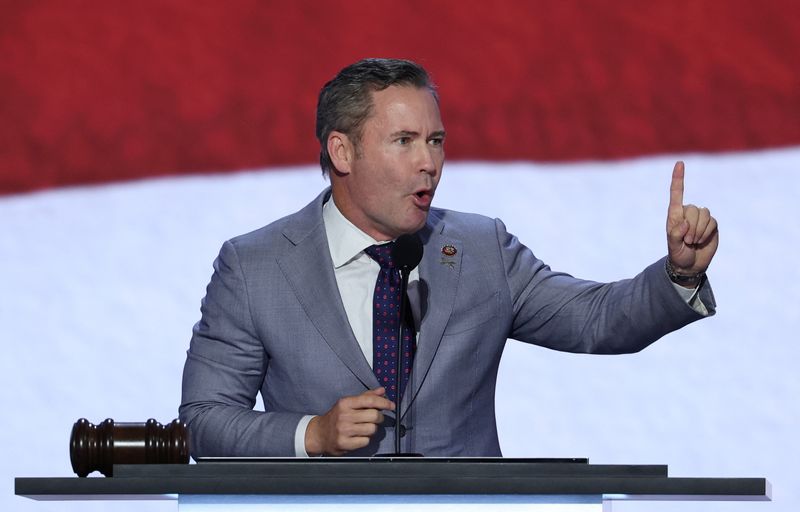 &copy; Reuters. FILE PHOTO: Congressman Mike Waltz speaks on Day 1 of the Republican National Convention (RNC) at the Fiserv Forum in Milwaukee, Wisconsin, U.S., July 15, 2024. REUTERS/Mike Segar