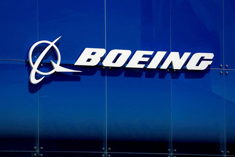 &copy; Reuters. FILE PHOTO: A Boeing logo is seen at the 54th International Paris Airshow at Le Bourget Airport near Paris, France, June 18, 2023. REUTERS/Benoit Tessier//File Photo