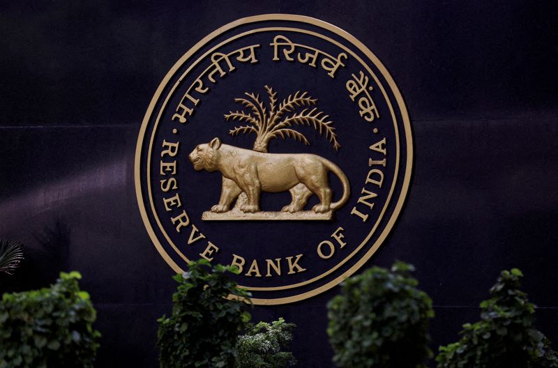 &copy; Reuters. FILE PHOTO: A Reserve Bank of India (RBI) logo is seen inside its headquarters in Mumbai, India, April 6, 2023. REUTERS/Francis Mascarenhas//File Photo