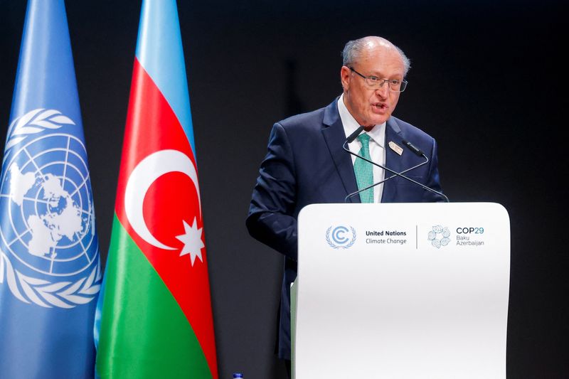 &copy; Reuters. Vice-presidente Geraldo Alckmin discursa durante a cúpula climática da ONU COP29 em Baku, no Azerbaijãon12/11/2024 REUTERS/Maxim Shemetov