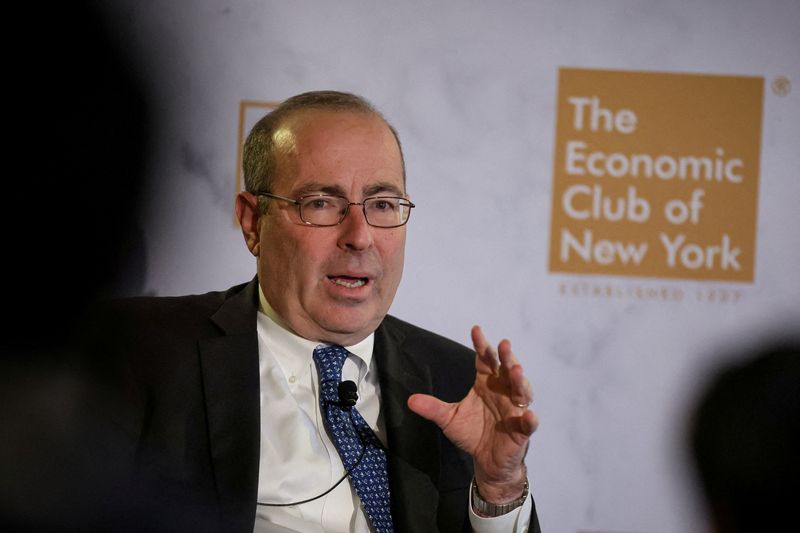 &copy; Reuters. Presidente do Fed de Richmond, Thomas Barkin, durante evento em Nova York, EUAn08/02/2024nREUTERS/Brendan McDermid