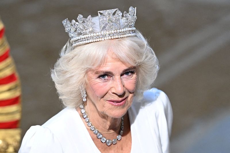 &copy; Reuters. Rainha britânica Camilla participa da Abertura Estadual do Parlamento no Palácio de Westminster em Londresn17/07/2024nEDDIE MULHOLLAND/Pool via REUTERS