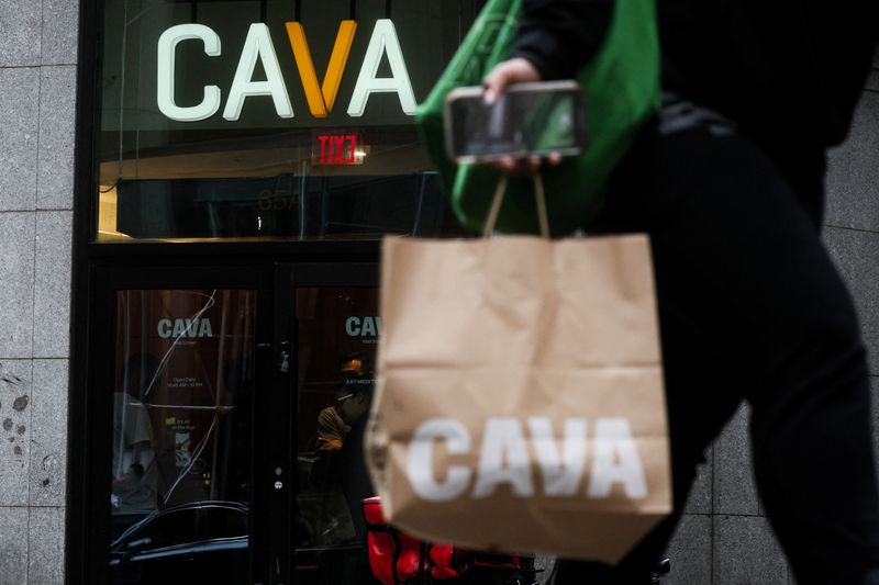 &copy; Reuters. FILE PHOTO: A customer exits a Cava restaurant in New York City, U.S., June 22, 2023.  REUTERS/Brendan McDermid/File Photo