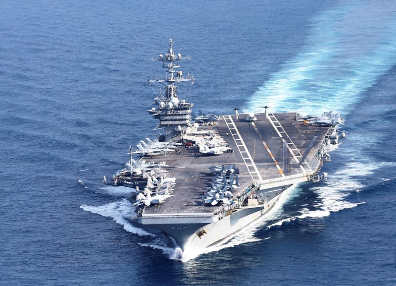 &copy; Reuters. U.S. Navy aircraft carrier USS George Washington is pictured during Freedom Edge trilateral exercise among United States, Japan and South Korea in the East China Sea, south of the Korean peninsula and west of Japan's main islands November 14, 2024. REUTER