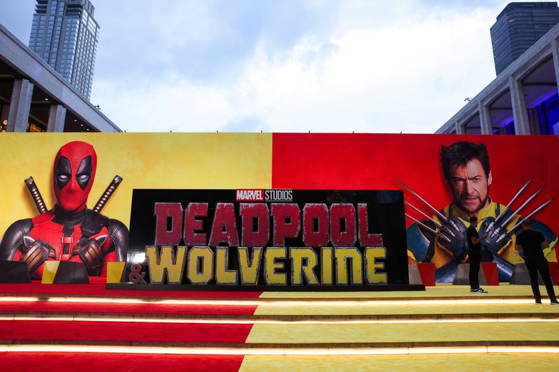 &copy; Reuters. FILE PHOTO: Displays are seen outside the premiere of 'Deadpool and Wolverine' in New York City, New York, U.S., July 22, 2024. REUTERS/Caitlin Ochs/File Photo