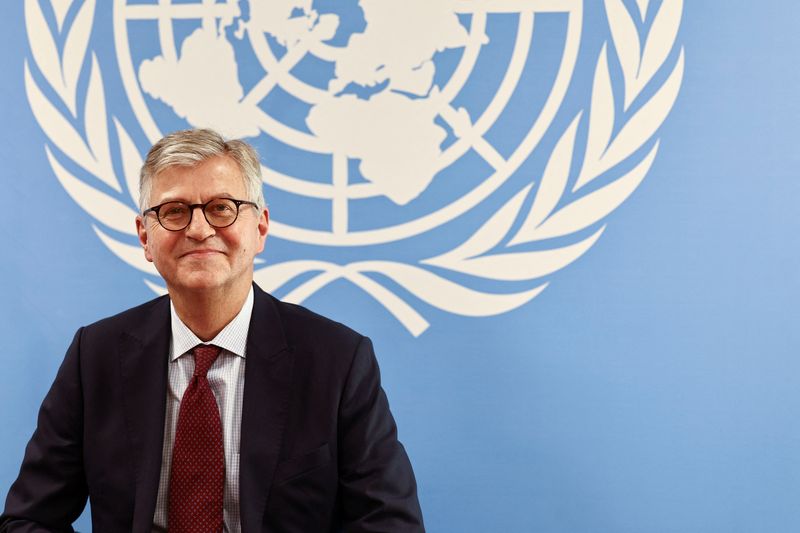 © Reuters. Jean-Pierre Lacroix, United Nations Under-Secretary-General for Peacekeeping Operations attends a press conference in Baabda, Lebanon November 14, 2024. REUTERS/Emilie Madi