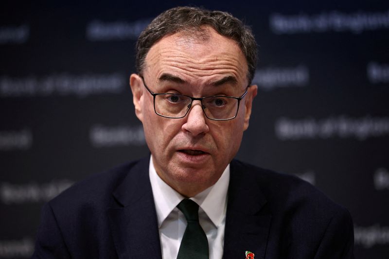 © Reuters. FILE PHOTO: Bank of England Governor Andrew Bailey attends the central bank's Monetary Policy Report press conference at the Bank of England, in London, on November 7, 2024. HENRY NICHOLLS/Pool via REUTERS/File Photo