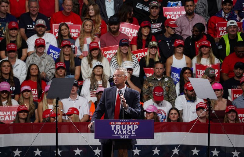 &copy; Reuters. FILE PHOTO: Former U.S. Rep. Doug Collins (R-GA) attends a campaign event for Republican presidential nominee and former U.S. President Donald Trump in Macon, Georgia U.S., November 3, 2024. REUTERS/Megan Varner/File Photo