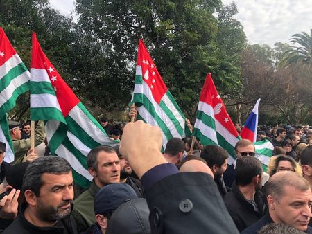 Protesters demand leader's ouster in Russian-backed breakaway region of Georgia