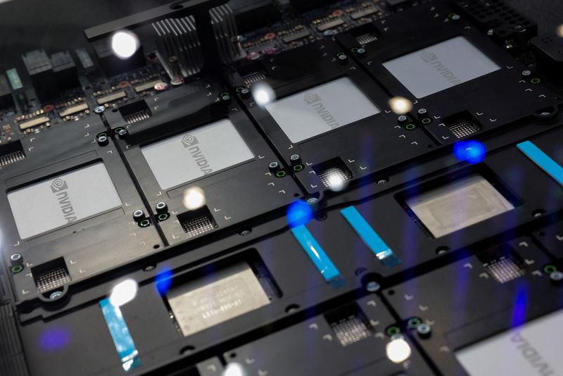 &copy; Reuters. FILE PHOTO: NVIDIA logos are seen on equipment on display at Computex in Taipei, Taiwan June 5, 2024. REUTERS/Ann Wang/File Photo