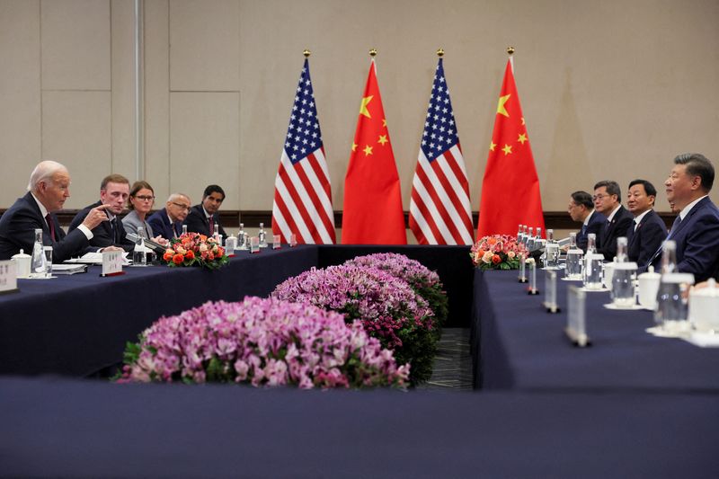 © Reuters. Joe Biden and Xi Jinping, APEC Summit, Lima, November 16, 2024. REUTERS/Leah Millis