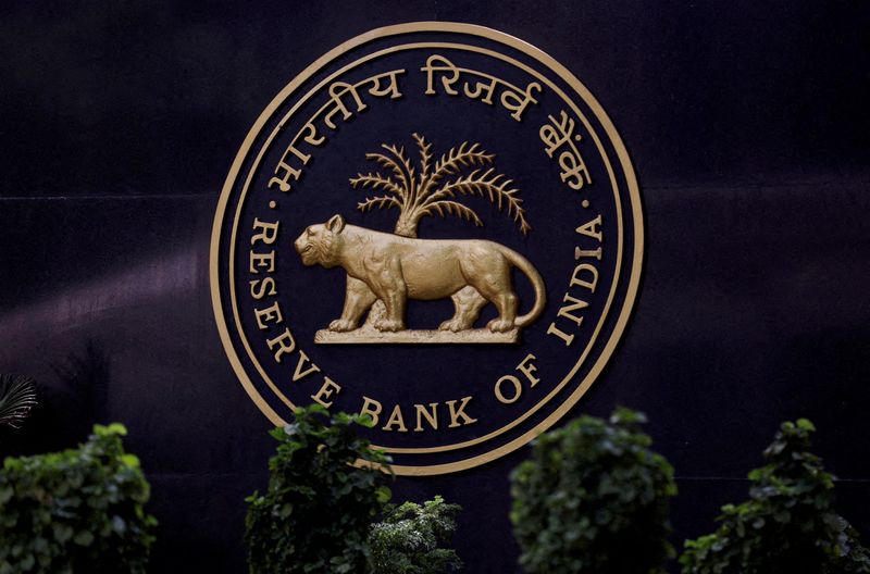 &copy; Reuters. FILE PHOTO: A Reserve Bank of India (RBI) logo is seen inside its headquarters in Mumbai, India, April 6, 2023. REUTERS/Francis Mascarenhas/File photo