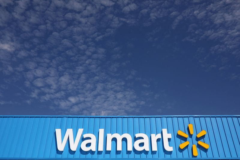 &copy; Reuters. FILE PHOTO: The logo of Walmart is seen outside of a new Walmart Store in San Salvador, El Salvador, August 21, 2018. REUTERS/Jose Cabezas/File Photo