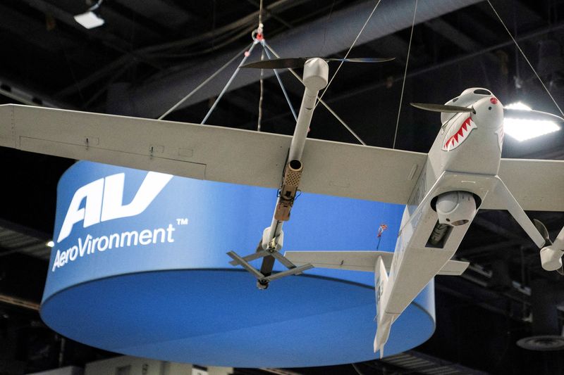 &copy; Reuters. FILE PHOTO: AeroVironment signage is seen during the Association of the United States Army annual meeting and exposition at the Walter E. Washington Convention Center in Washington, U.S., October 14, 2024. REUTERS/Nathan Howard/File photo