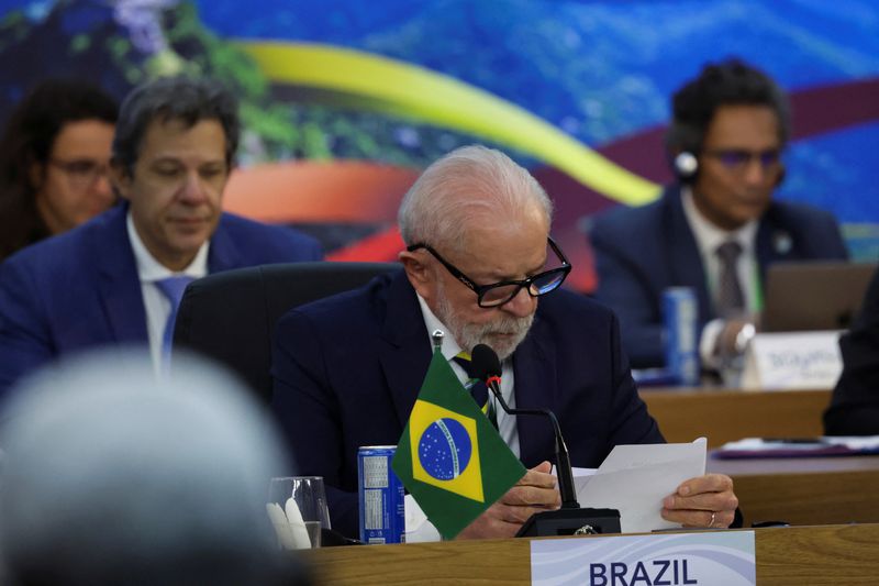 &copy; Reuters. Presidente Lula discursa durante reunião de cúpula do G20 no Rion18/11/2024nREUTERS/Ricardo Moraes