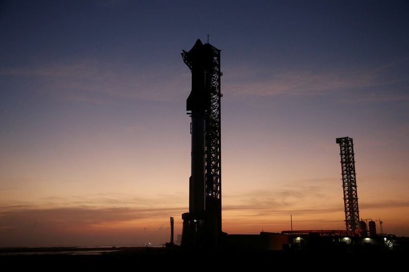 &copy; Reuters. SpaceX's next-generation Starship spacecraft atop its powerful Super Heavy rocket is prepared for launch at the company's Boca Chica launch pad in Brownsville, Texas, U.S., November 18, 2024. REUTERS/Joe Skipper/File Photo