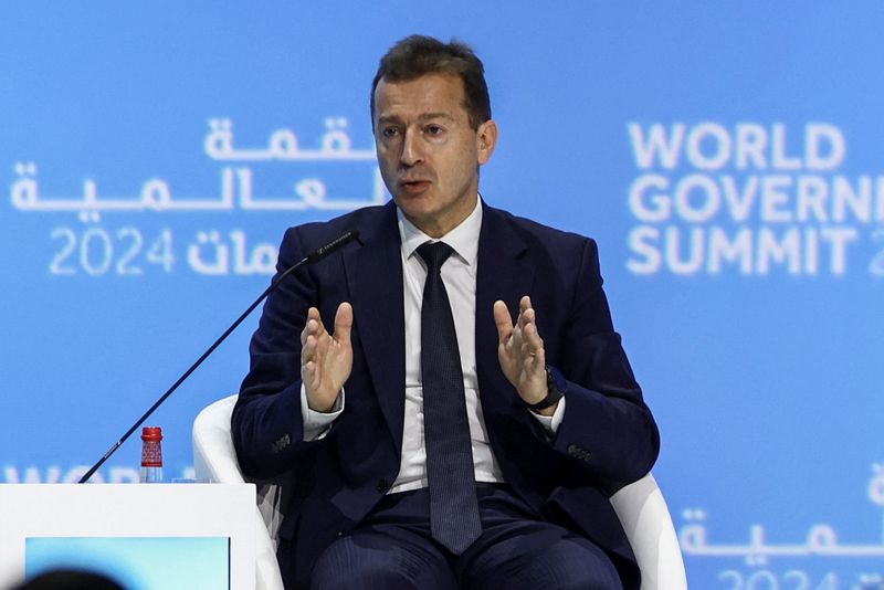 &copy; Reuters. FILE PHOTO: Airbus SE CEO Guillaume Faury speaks as he attends a session of the World Governments Summit, in Dubai, United Arab Emirates, February 12, 2024. REUTERS/Amr Alfiky/File Photo