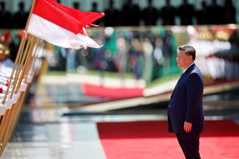 © Reuters. China's President Xi Jinping attends a welcoming ceremony at the Alvorada Palace, in Brasilia, Brazil November 20, 2024. REUTERS/Adriano Machado