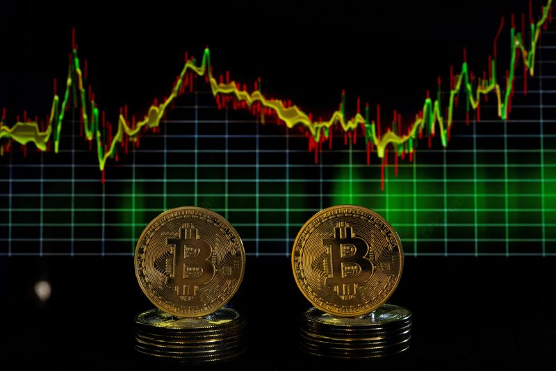 © Reuters. Bitcoin tokens and a price chart are seen in this illustration picture taken November 21, 2024. REUTERS/Remo Casilli/Illustration