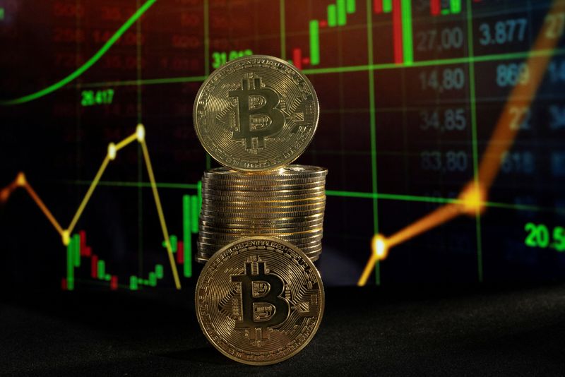 © Reuters. Bitcoin tokens and a price chart are seen in this illustration picture taken November 21, 2024. REUTERS/Remo Casilli/Illustration/File Photo