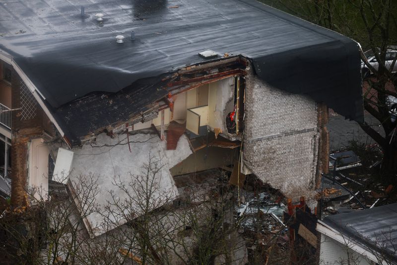 &copy; Reuters. A view shows damage at the scene of an explosion in a residential area in The Hague, Netherlands, December 7, 2024. REUTERS/Yves Herman