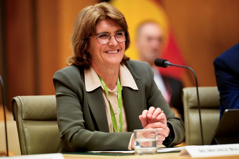 &copy; Reuters. FILE PHOTO: Reserve Bank of Australia's governor Michele Bullock reacts as she faces the House of Representatives Standing Committee on Economics at Australian Parliament House, Canberra, Australia, August 16, 2024. REUTERS/Tracey Nearmy/File Photo