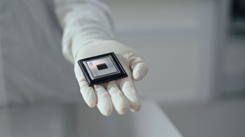 © Reuters. A person shows Google Quantum AI's 