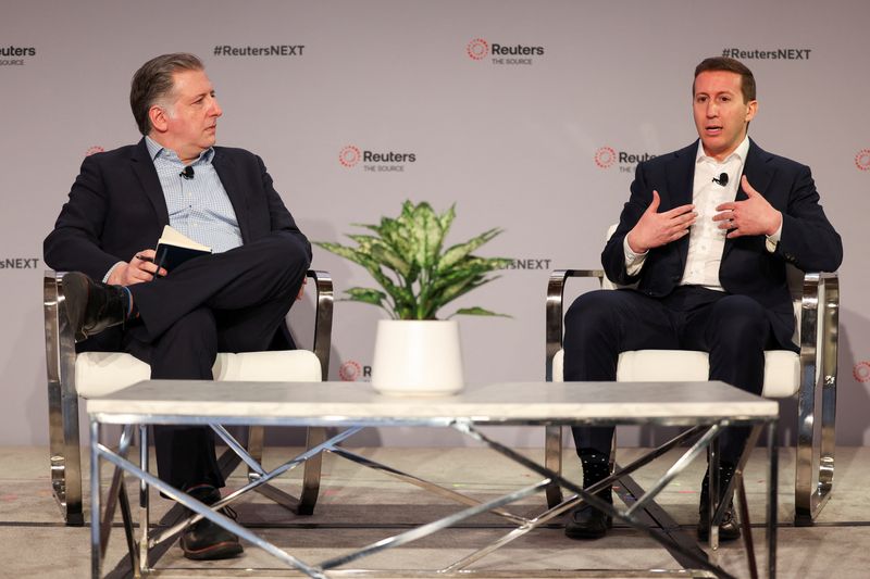 &copy; Reuters. Reuters' Global Corporate Finance Editor Jeffrey Goldfarb speaks with Jeffrey Perlman, CEO of Warburg Pincus, during the Reuters NEXT conference, in New York City, U.S., December 10, 2024. REUTERS/Mike Segar