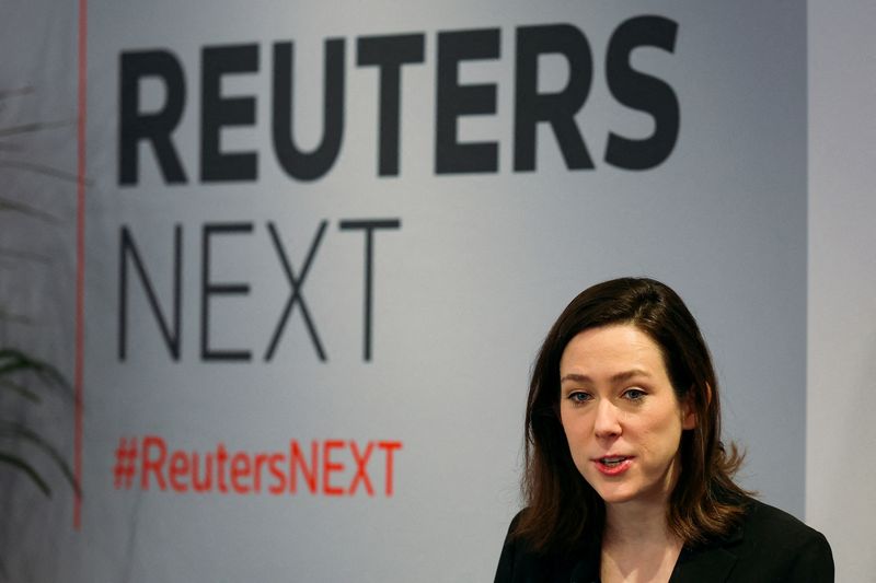 © Reuters. Elizabeth Kelly, director of U.S. AI Safety Institute, speaks during the Reuters NEXT conference, in New York City, U.S., December 10, 2024. REUTERS/Mike Segar