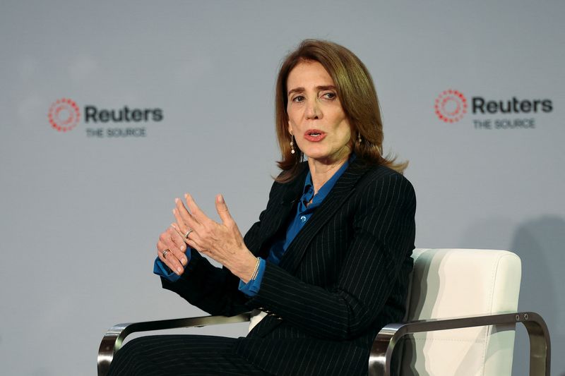 © Reuters. Ruth Porat, President & Chief Investment Officer of Alphabet & Google, speaks during the Reuters NEXT conference, in New York City, U.S., December 10, 2024. REUTERS/Mike Segar