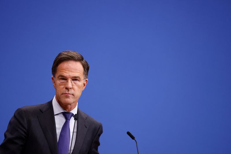 &copy; Reuters. Il Segretario generale della Nato Mark Rutte tiene una conferenza stampa presso la sede dell'Alleanza a Bruxelles, in Belgio, il 4 dicembre 2024. REUTERS/Johanna Geron/Foto d'archivio