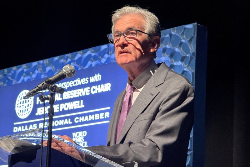 &copy; Reuters. Chair do Fed, Jerome Powell, durante discurso em Dallas, no Texasn14/11/2024nREUTERS/Ann Saphir