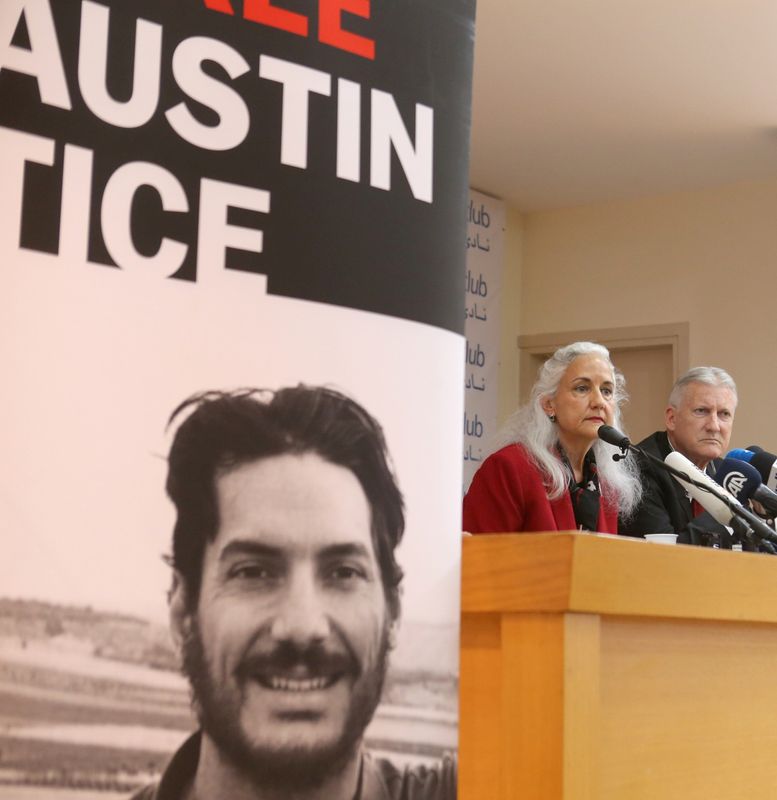 &copy; Reuters. Marc and Debra Tice, parents of U.S. journalist Austin Tice, talk during a news conference in Beirut, Lebanon December 4, 2018. REUTERS/Mohamed Azakir/File Photo