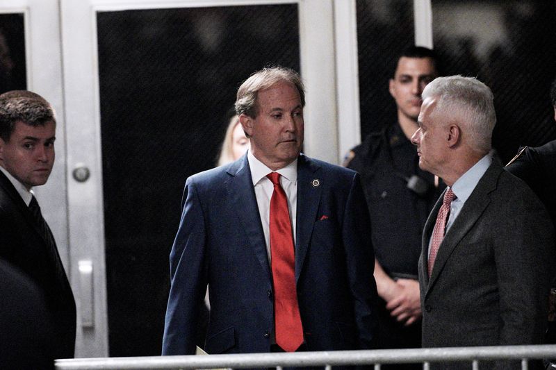 &copy; Reuters. Texas Attorney General Ken Paxton walks at New York State Supreme Court as former U.S. President Donald Trump's criminal trial continues, in New York, U.S., 30 April 2024.   Curtis Means/Pool via REUTERS/File Photo