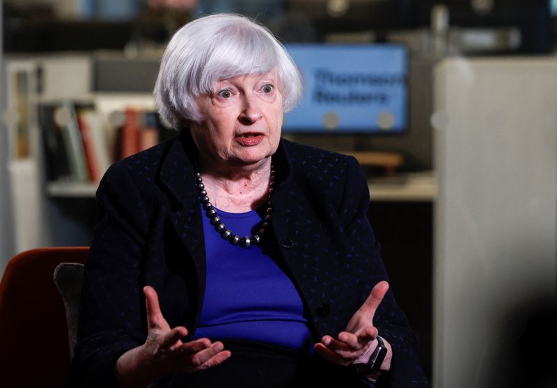 &copy; Reuters. FILE PHOTO: U.S. Treasury Secretary Janet Yellen attends an interview with Reuters Editor in Chief Alessandra Galloni in Washington, U.S., April 25, 2024. REUTERS/Evelyn Hockstein/File Photo