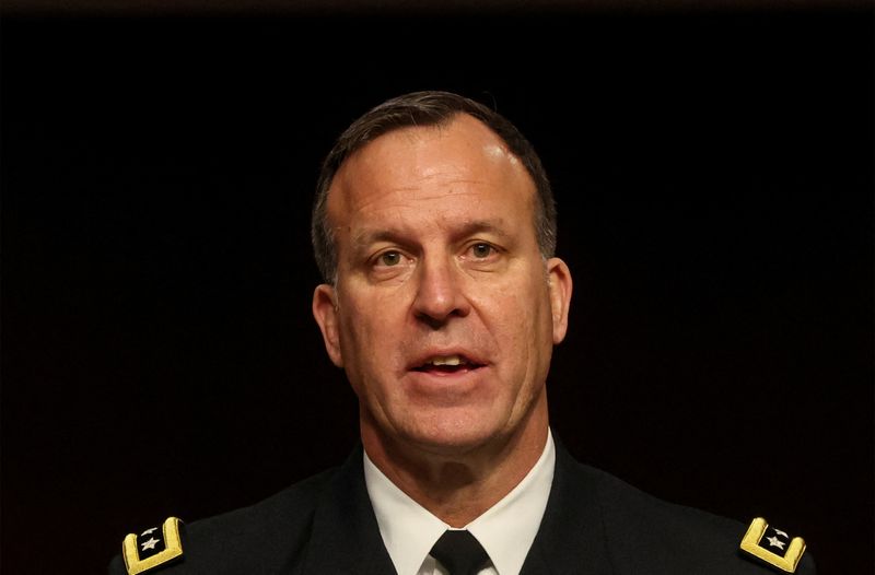 &copy; Reuters. FILE PHOTO: Lieutenant General Michael Kurilla testifies before the Senate Armed Services Committee on his nomination to become Commander of Central Command during a hearing on Capitol Hill in Washington, U.S., February 8, 2022.  REUTERS/Brendan McDermid/