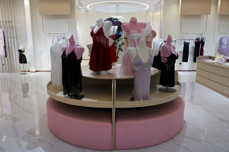 &copy; Reuters. Lingerie products are displayed at the Gummy Park showroom at WeMet Industrial Park, in Guanyun county of Lianyungang, Jiangsu province, China November 25, 2024. REUTERS/Florence Lo