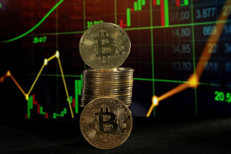 © Reuters. FOTO DE ARCHIVO: Tokens de Bitcoin y un gráfico de precios se ven en esta fotografía ilustrativa tomada el 21 de noviembre de 2024. REUTERS/Remo Casilli/Ilustración/Foto de archivo