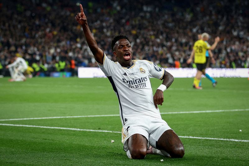 &copy; Reuters. Vinicius Junior comemora gol pelo Real Madridn01/06/2024nREUTERS/Carl Recine